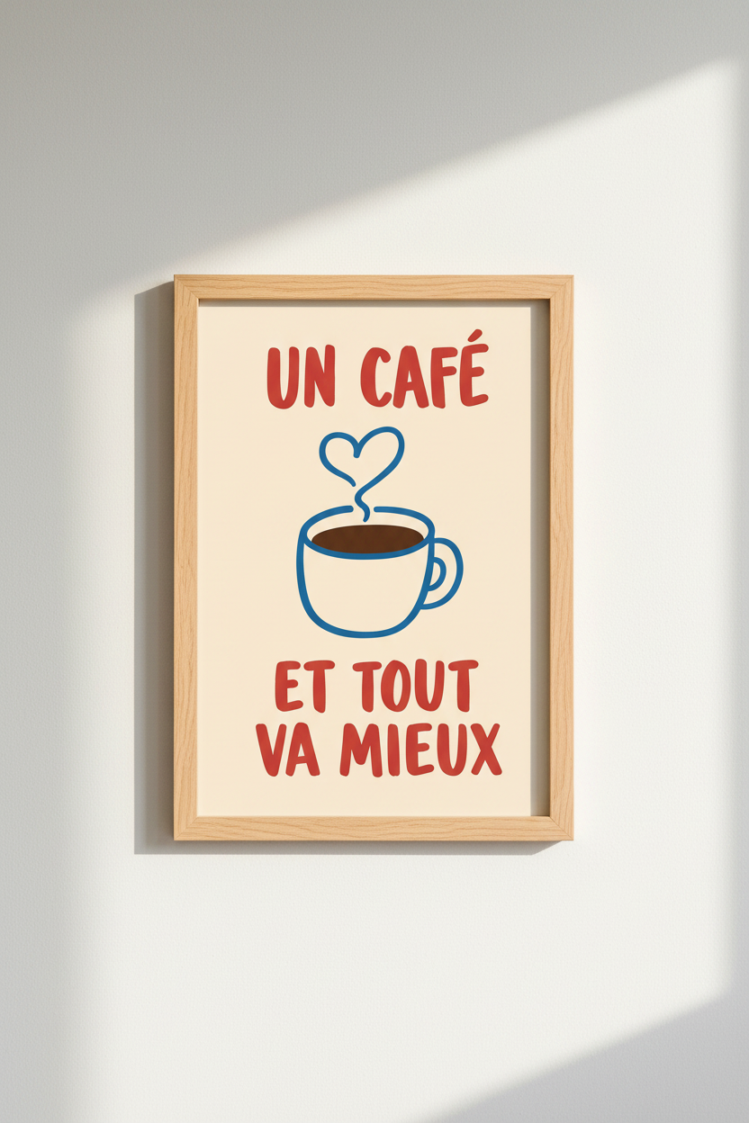 Coffee Wall Art | Modern Cream Backdrop, Kitchen Decor