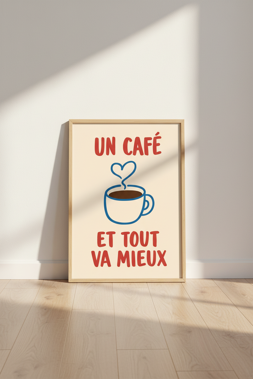 Coffee Wall Art | Modern Cream Backdrop, Kitchen Decor
