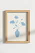 Blue Floral Art Print | Minimalist Botanical Poster, Grow Softly Nursery Wall Decor