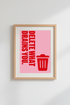 Delete What Drains You Wall Art | Red Pink Typography Decor | Trendy Aesthetic Poster