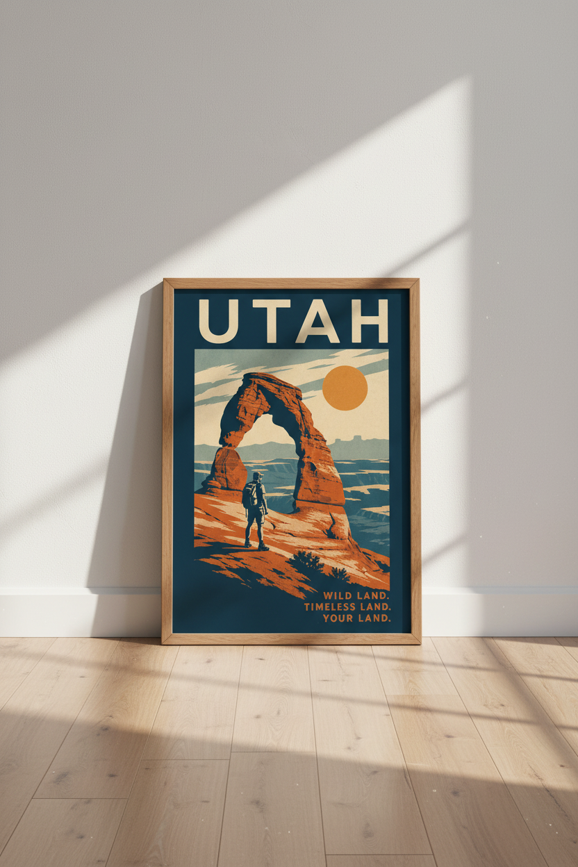 Utah National Park Wall Art | Arches Travel Poster, Southwest Home Decor