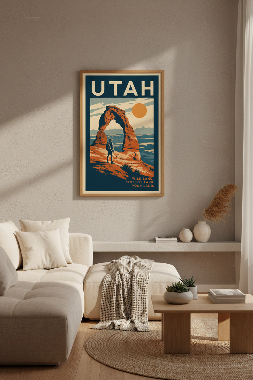 Utah National Park Wall Art | Arches Travel Poster, Southwest Home Decor