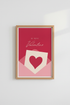 Be Mine Valentine Love Letter Art | Pink Red Heart Poster | Romantic Bedroom Decor
