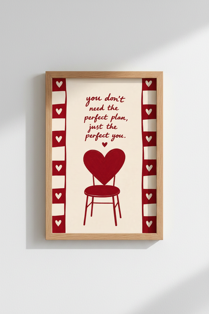 Romantic Wall Art | Cream &amp; Red Palette, Living Room Decor | Valentine Poster