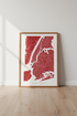 New York City Map Wall Art | Bold Red Minimalist Print | NYC Home Office Decor