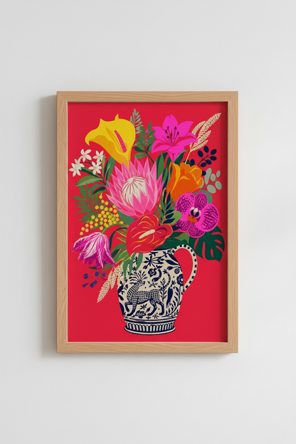 Floral Wall Art Print | Living Room Decor | Vibrant Poster