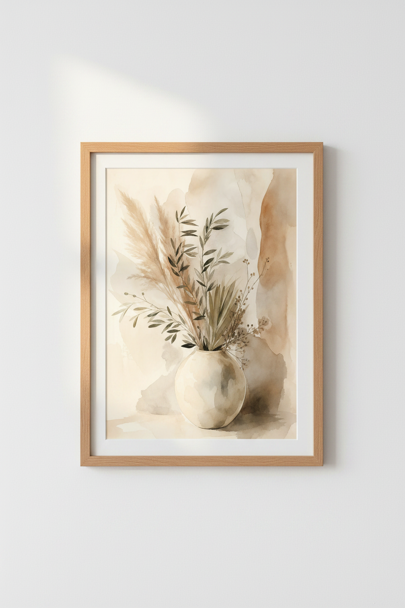 botanical wall art | watercolor neutrals living room decor | earthy poster
