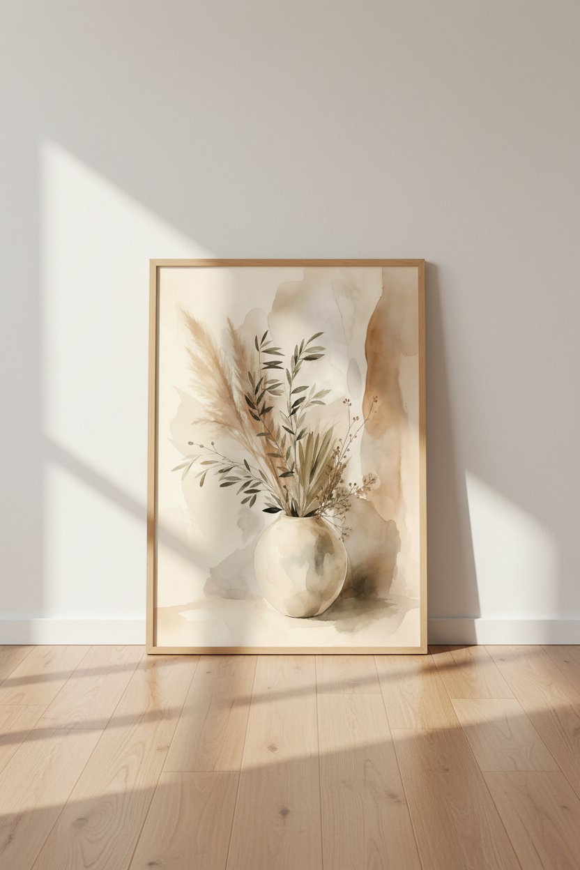 botanical wall art | watercolor neutrals living room decor | earthy poster