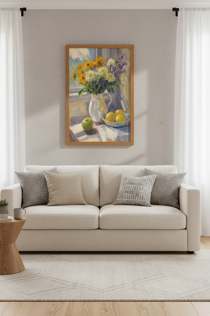 Impressionist Summer Floral Still Life | Kitchen Decor | Sunlit Flower Poster