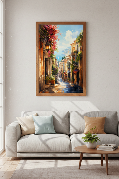 Amalfi Coast Italy Wall Art Print | Coastal Town Decor | Mediterranean Poster
