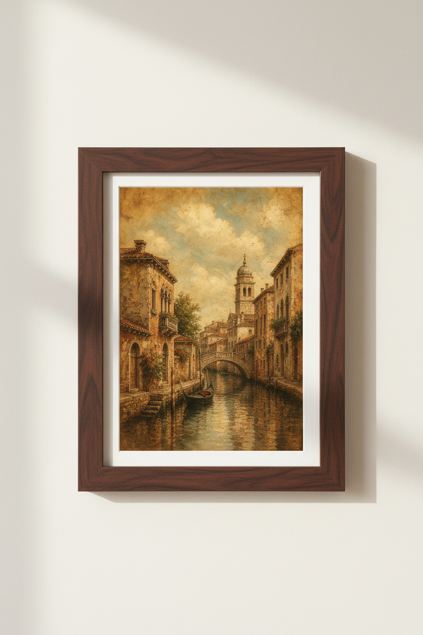 canal wall art | sepia tones, living room decor