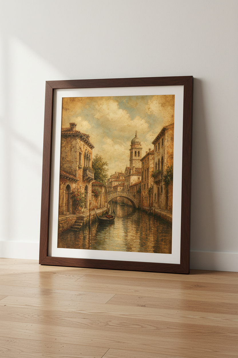 canal wall art | sepia tones, living room decor