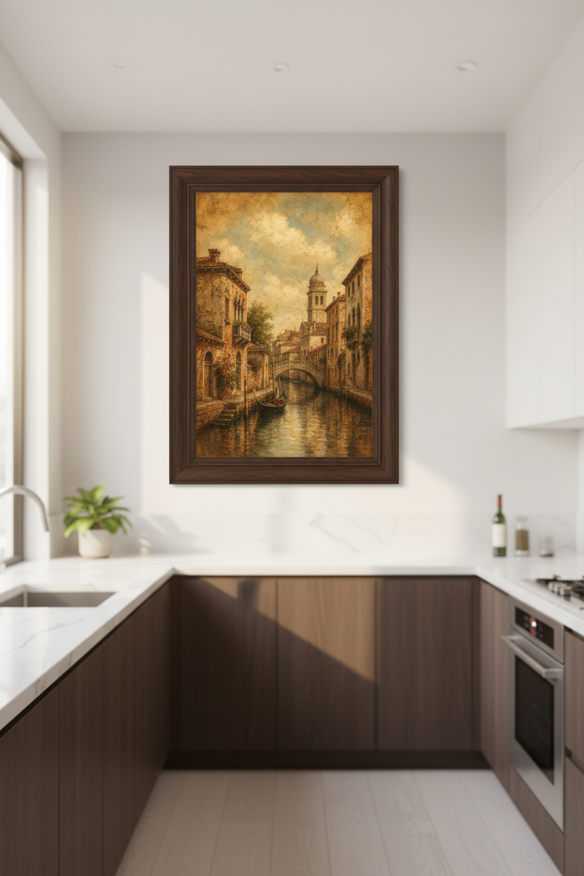 canal wall art | sepia tones, living room decor