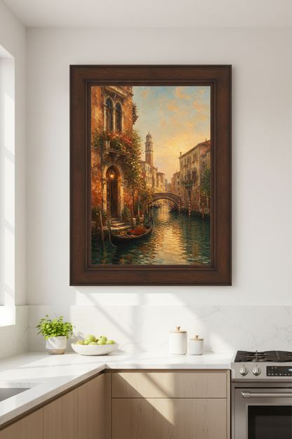 Impressionist Venetian canal scene Wall Art Print | Living Room Decor | Sunset Poster