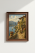Coastal wall art | Sunlit stone homes, terracotta roofs, living room decor