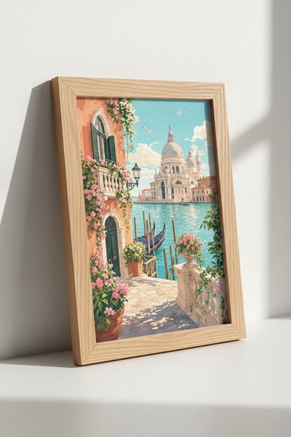 Venice Canal Travel Art Print | Italy Watercolor Wall Decor | Mediterranean Poster