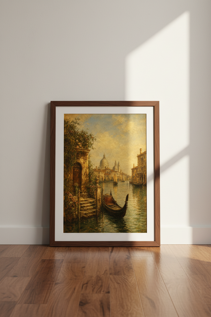 Venetian canal art | Romantic sunset palette, living room decor