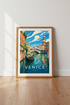 Venice Italy Travel Poster | Vintage Canal Illustration, Living Room Wall Art Print