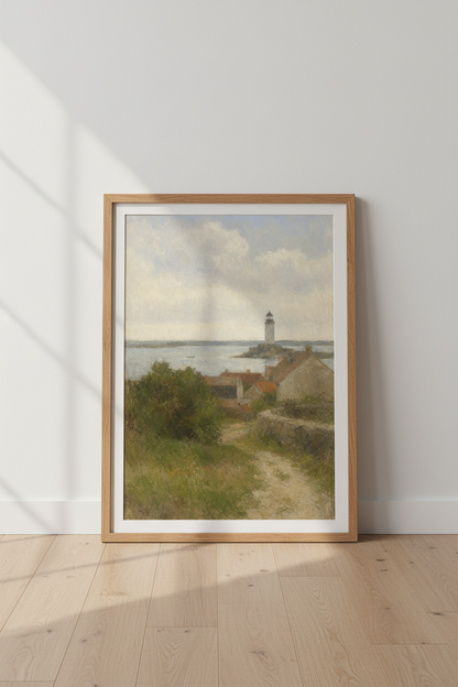 Lighthouse Seascape | Soft Pastels, Living Room Decor