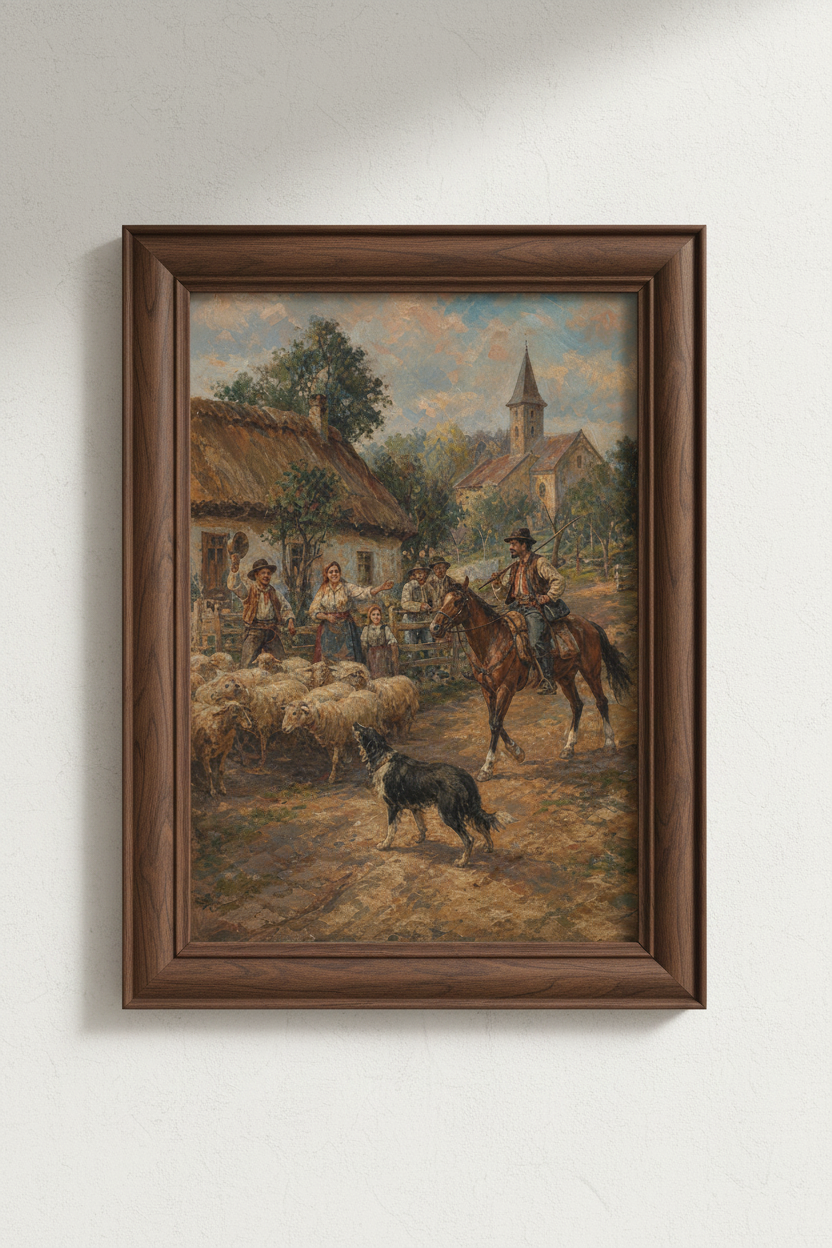 Pastoral Wall Art | Impressionist Farm Scene Rustic Living Decor | Country Charm Poster