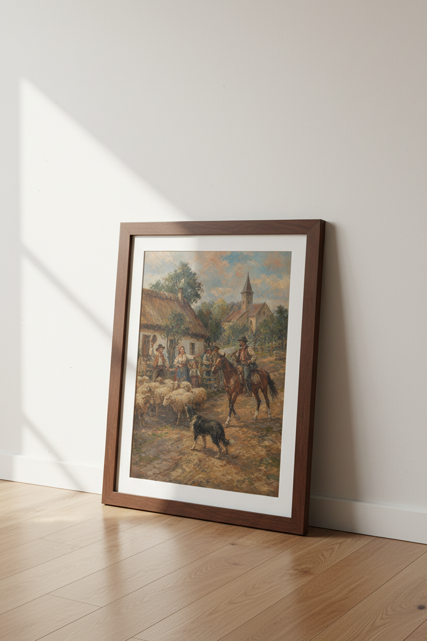 Pastoral Wall Art | Impressionist Farm Scene Rustic Living Decor | Country Charm Poster