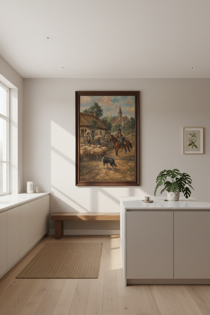Pastoral Wall Art | Impressionist Farm Scene Rustic Living Decor | Country Charm Poster