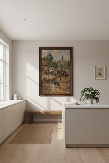 Pastoral Wall Art | Impressionist Farm Scene Rustic Living Decor | Country Charm Poster