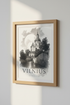 Vilnius Lithuania Poster | Black and White Travel Art, European City Decor