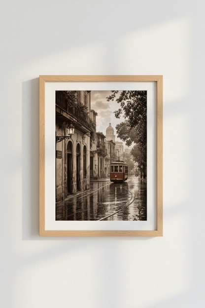 Havana Vintage Cityscape Print | Black and White Cuba Wall Art | European Style Poster