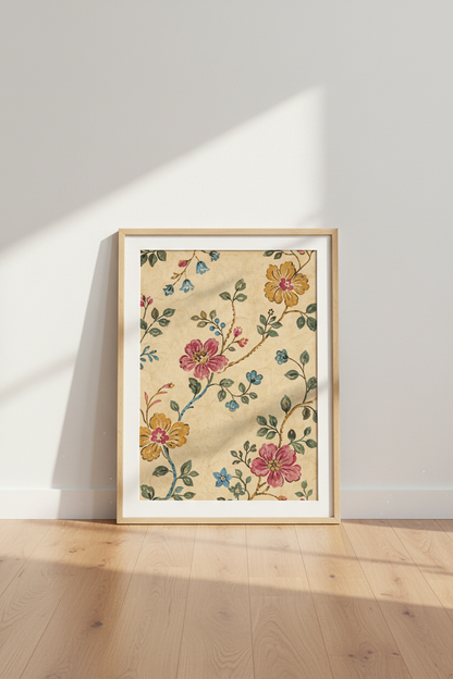 Botanical Poster | Floral Art, Beige Tones Living Room Decor