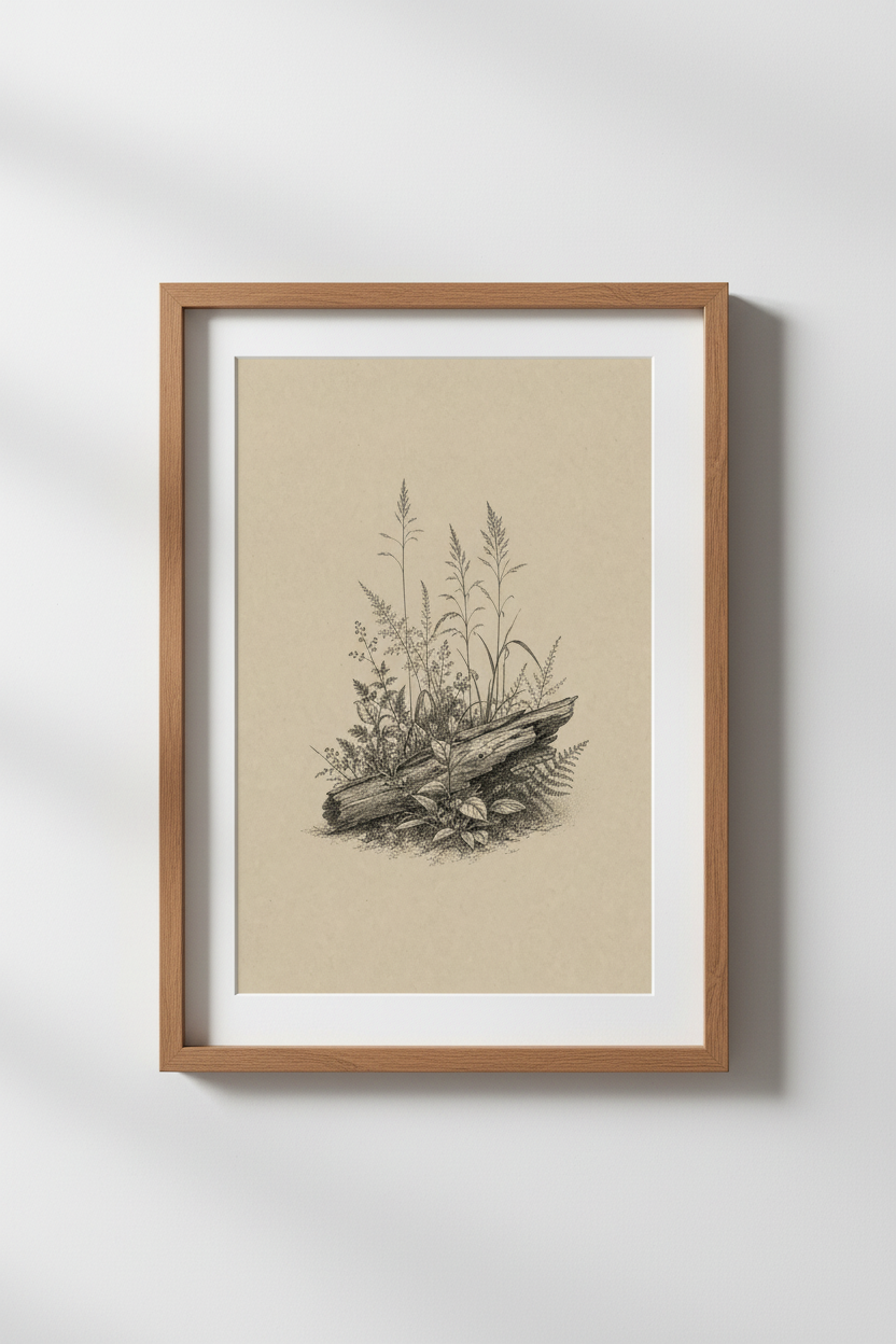 Botanical Wall Print | Vintage Engraving, Living Room Decor | Rustic Poster