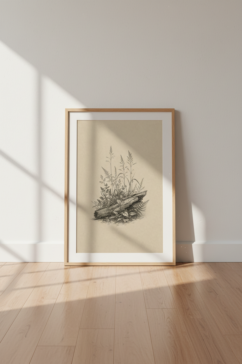 Botanical Wall Print | Vintage Engraving, Living Room Decor | Rustic Poster