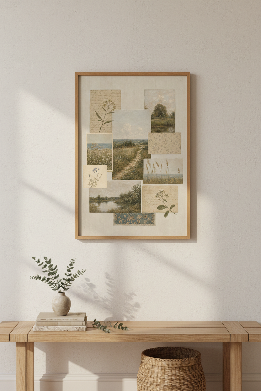 Botanical Poster | Soft Vintage Tones, Living Room Decor