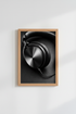 Headphones Wall Art | Brushed Metal & Black, Modern Living Room Decor