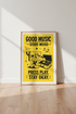 Retro Cassette DJ Art Print | Music Room Decor | Yellow Aesthetic Poster