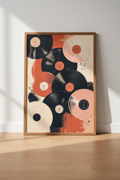 Abstract Vinyl Record Wall Art | Retro Music Poster, Studio Decor &amp; Gift