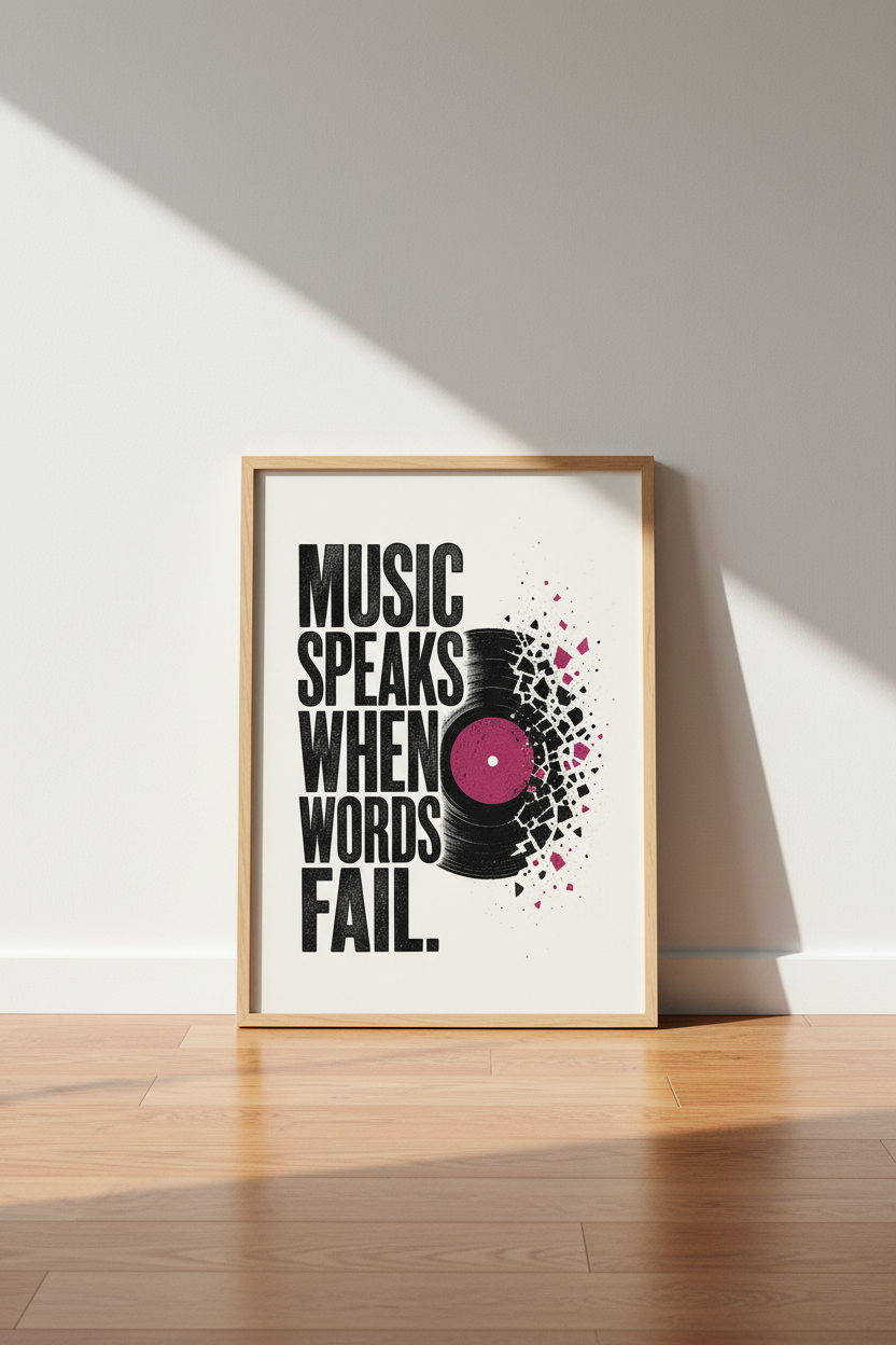 Music Quote Vinyl Record Wall Art | Studio Decor | Retro Typographic Poster