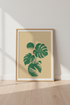 Monstera Deliciosa | Green Minimalist Botanical Print, Boho Living Room Decor