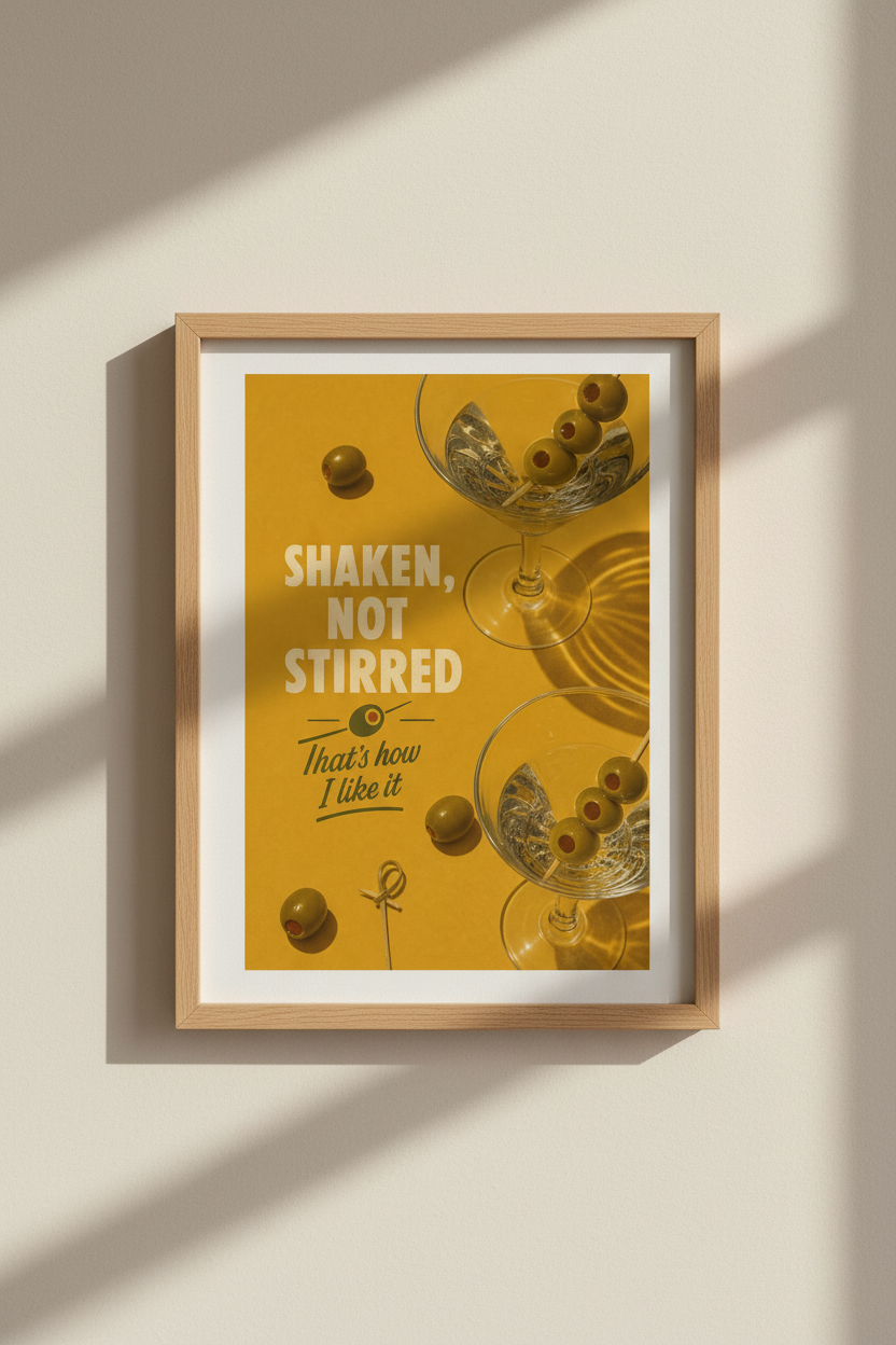 Retro Martini Poster | Vintage Bar Cart Decor, Kitchen Wall Art Print