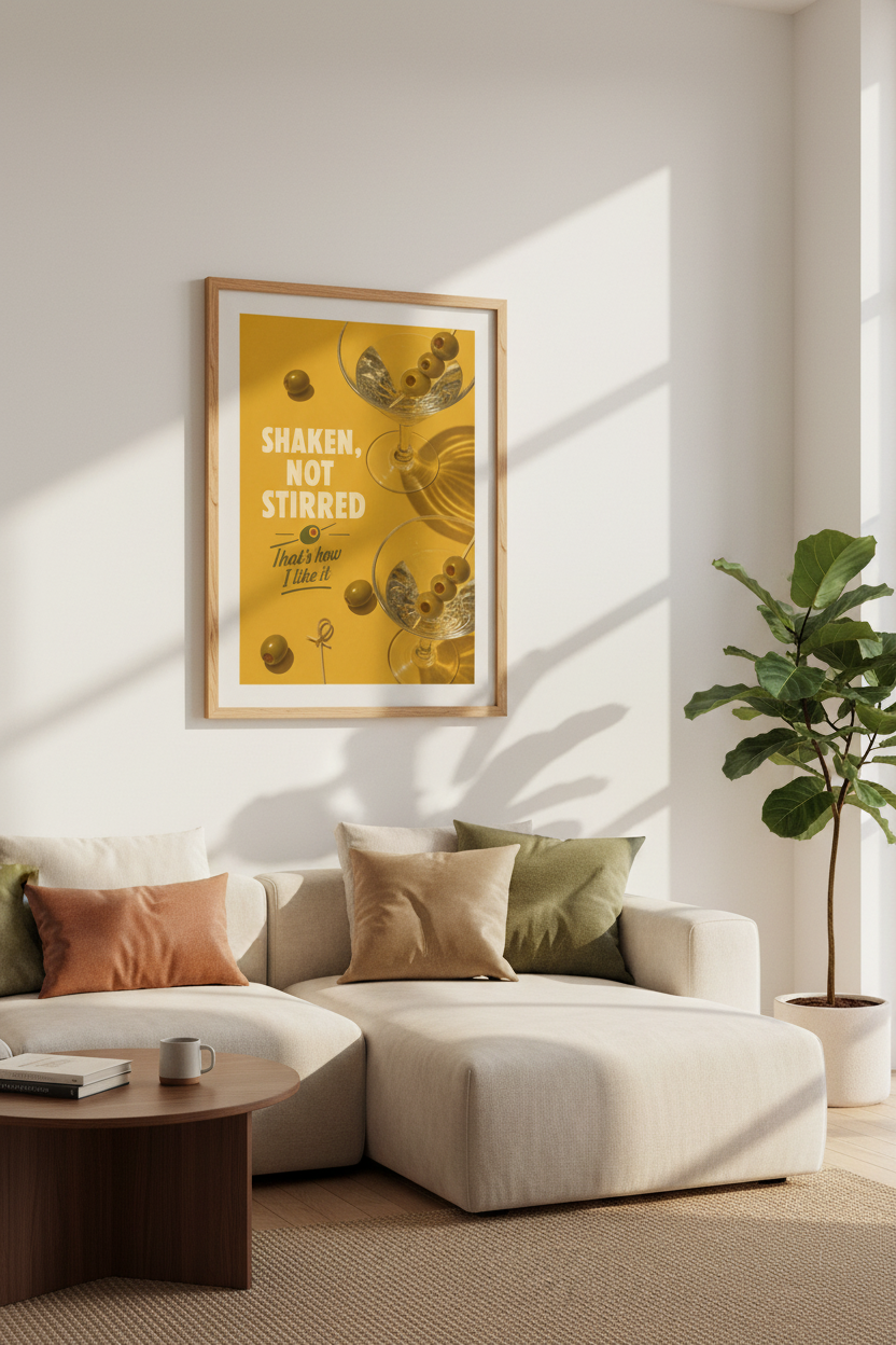 Retro Martini Poster | Vintage Bar Cart Decor, Kitchen Wall Art Print