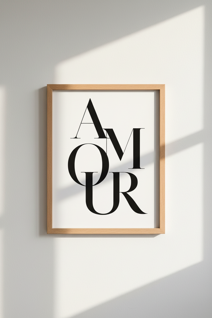 French Typography Wall Art Print | Minimalist Amour Poster | Parisian Decor