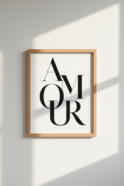 French Typography Wall Art Print | Minimalist Amour Poster | Parisian Decor