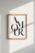 French Typography Wall Art Print | Minimalist Amour Poster | Parisian Decor