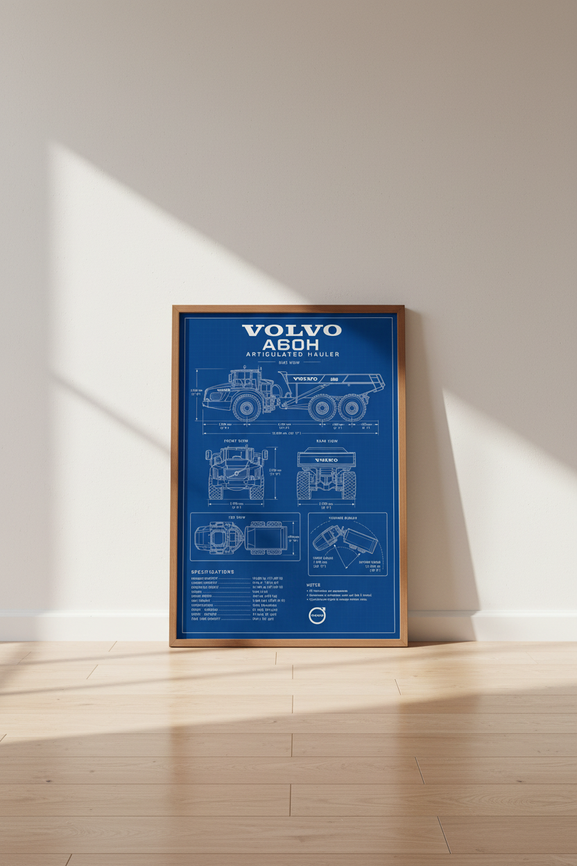 Volvo A60H Blueprint Wall Art | Engineering Decor | Industrial Poster