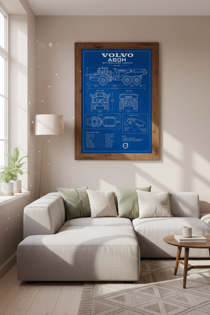 Volvo A60H Blueprint Wall Art | Engineering Decor | Industrial Poster