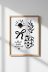 Coquette Sketch Wall Art | Dainty Bow & Teacup Poster, Black and White Minimalist Print