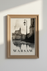 Warsaw Poland Vintage Travel Poster | Black and White Architecture, Office Wall Art