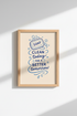 Soap Poster Art | Hand-Drawn Quote Wall Print | Living Room Decor | Modern Blue