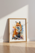 Watercolor Red Fox Wall Art | Vibrant Woodland Poster | Living Room Decor