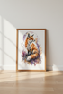 Watercolour Fox Wall Art | Purple Moon Woodland Decor | Whimsical Animal Poster